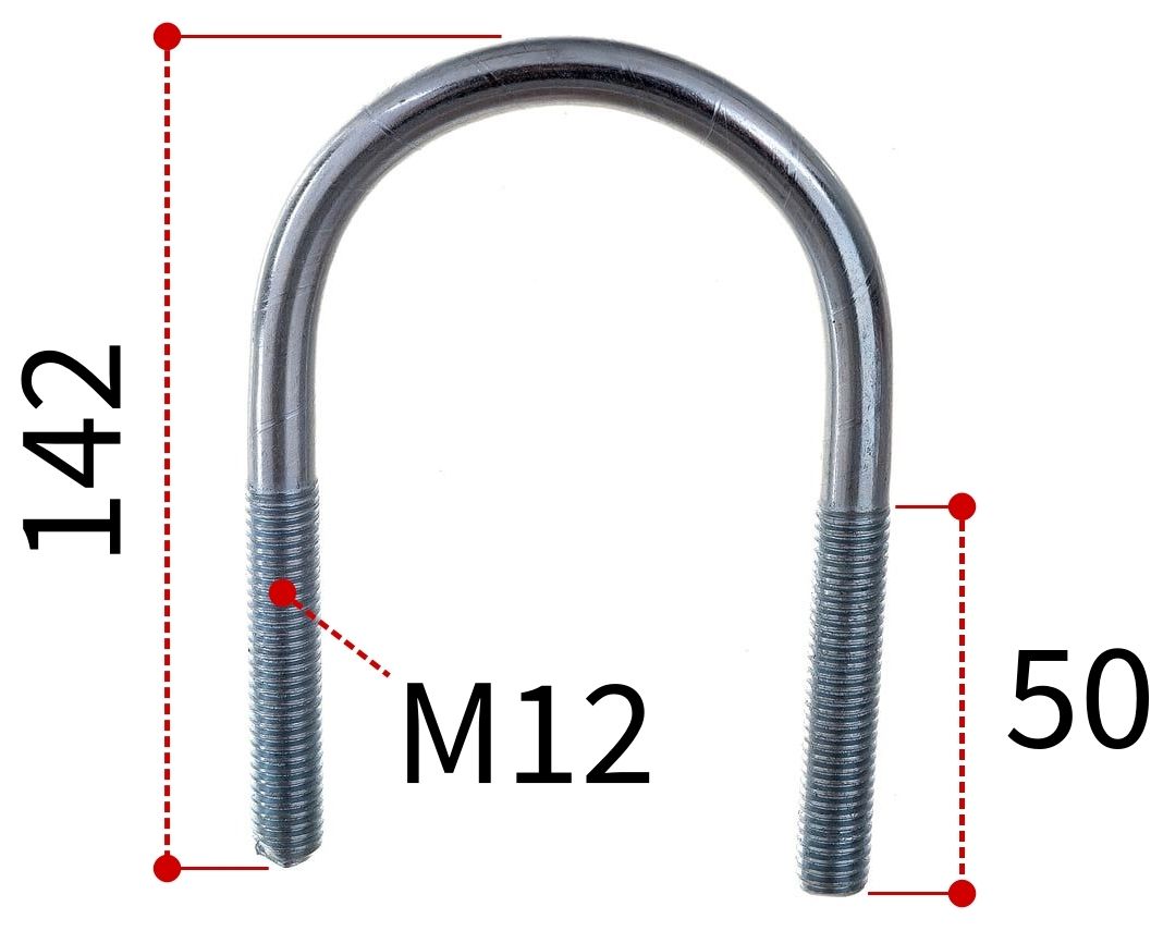 Изображение товара У-образная скоба 3 1/4" М12 из оцинкованной стали W1 для крепления труб и систем
