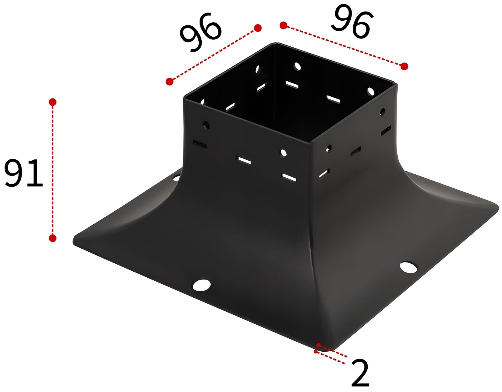 Основание столба широкое декоративное SDP90B (89802), сталь - фото