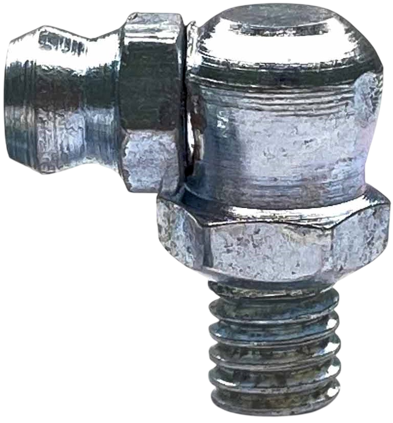 Пресс-масленка дюймовая 1/8"-28 DIN 71412 form C угловая 90°, оцинкованная сталь - фото