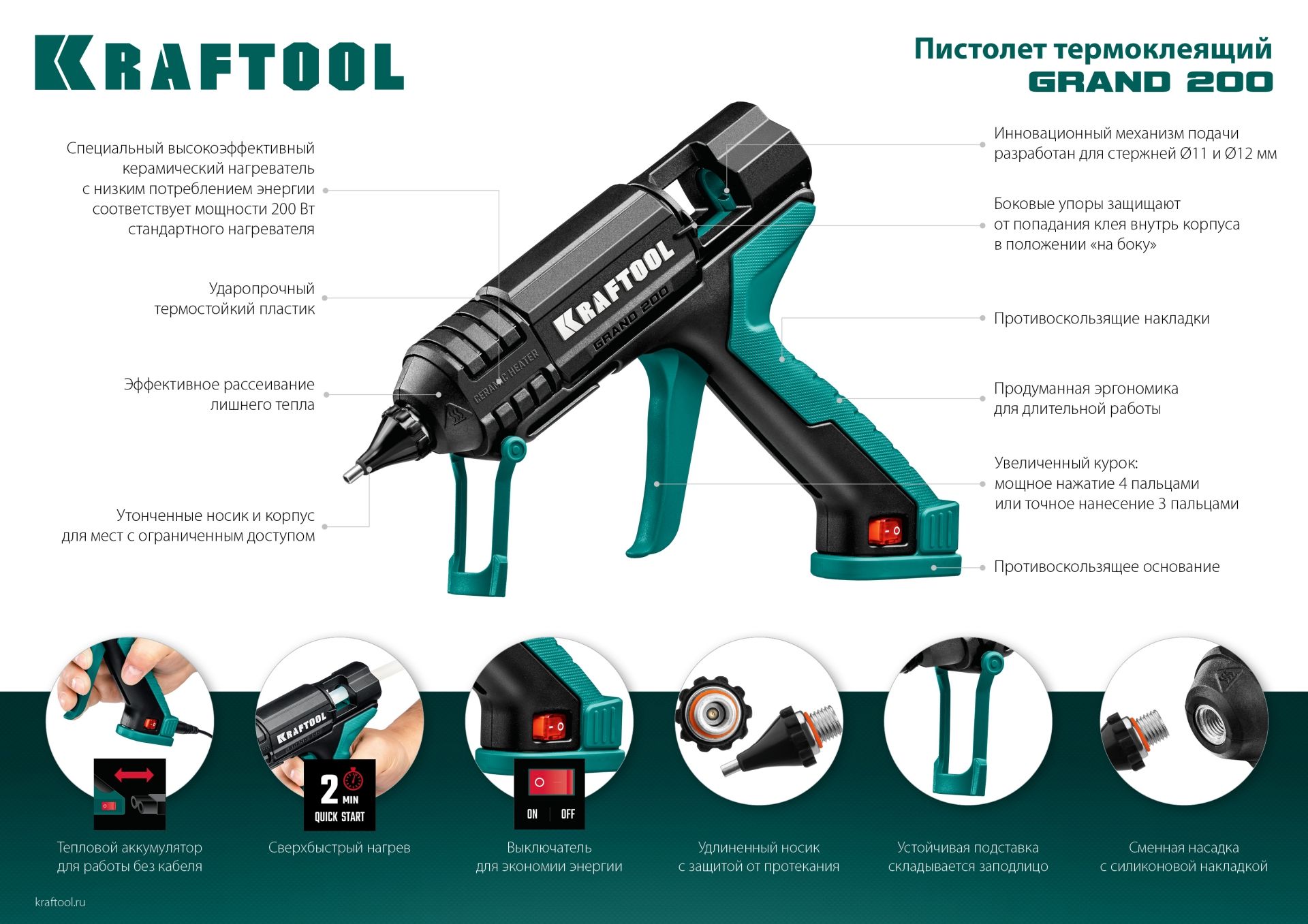 Пистолет термоклеевой электрический Grand 200 Kraftool 06839 - фото