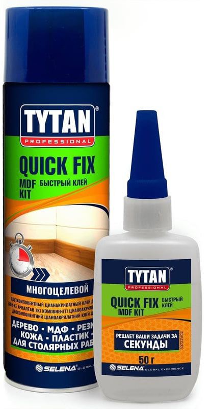Клей цианакрилатный для МДФ TYTAN Professional Quick Fix 59004, 200 мл прозрачный - фото