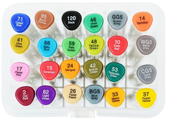 Набор скетчмаркеров 2-х сторонних, 1-7 мм 24 цвета, MC-5219-24 - фото