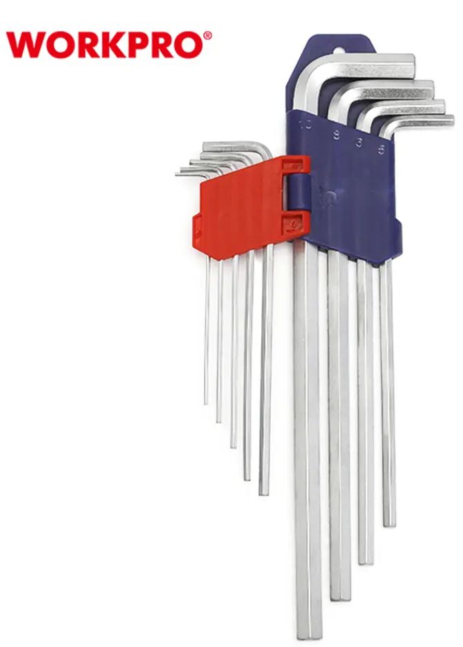 Набор шестигранных удлиненных ключей 1,5-10 мм Workpro WP222005, 9 шт - фото