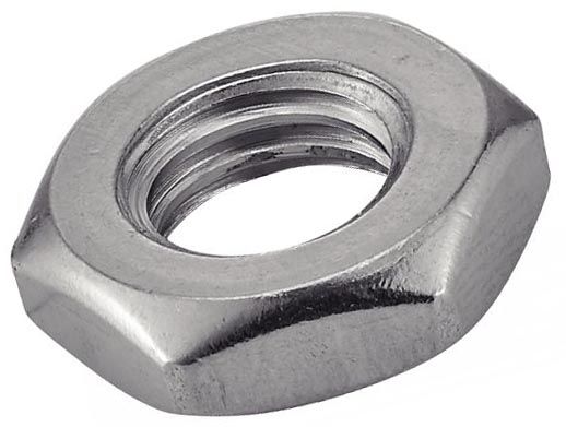 Гайка низкая с левой мелкой резьбой М10х1,25 с фаской DIN 439 LH, нержавеющая сталь А2 - фото