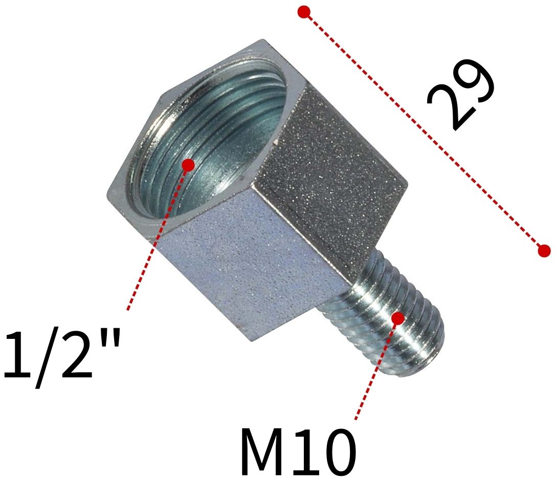 Переходник внутренняя/наружная резьба 1/2"/M10 Fischer RD 79695, оцинкованная сталь - фото