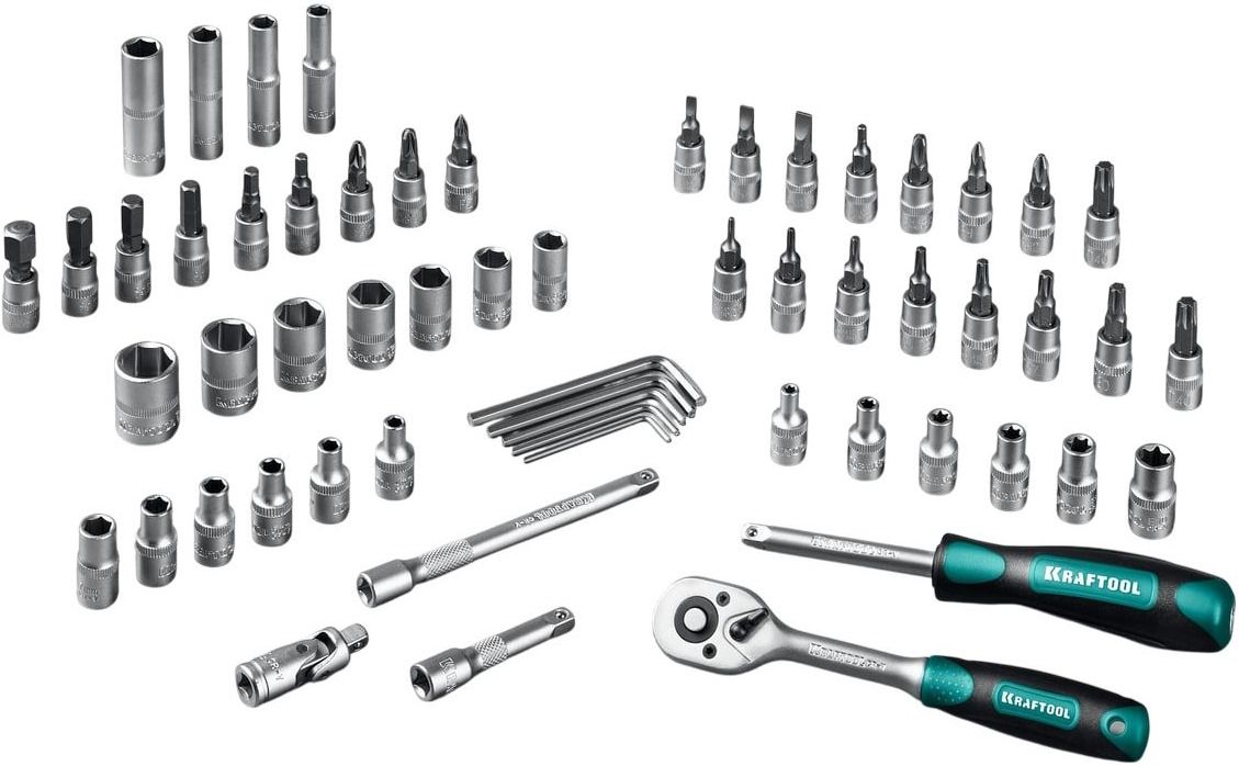 Набор инструмента универсальный 1/4" Kraftool X-Drive 27885-H57, 57 предметов - фото