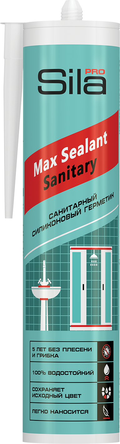 Герметик силиконовый санитарный бесцветный Max Sealant Sanitary Sila Pro, 280 мл - фото