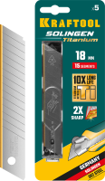Лезвия сегментированные 18 мм 15 сегментов Solingen Titanium Kraftool 09606-TIN-18-S5, 5 шт
