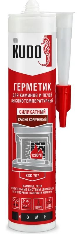 Герметик силикатный для печей и каминов 280 мл Kudo KSK-707, красно-коричневый 