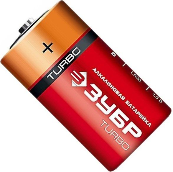 Батарейка щелочная тип D 1,5 В ЗУБР Turbo 59217-2C, 2 шт - фото