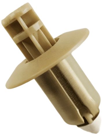 Клипса автомобильная крепежная с нажимным штырьком AS-633 (серо-жёлтая) - фото