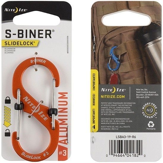 Изображение товара Карабин алюминиевый с фиксатором Nite Ize S-Biner SlideLock LSBA3-19-R6, размер 3 (оранжевый)