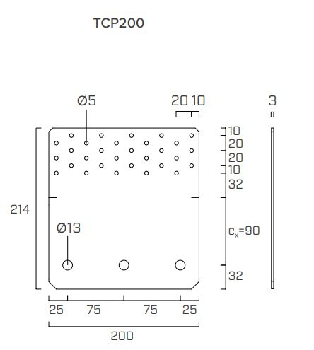 Пластина 200х214х3 Titan Plate C Holz Technic TCP200 - фото