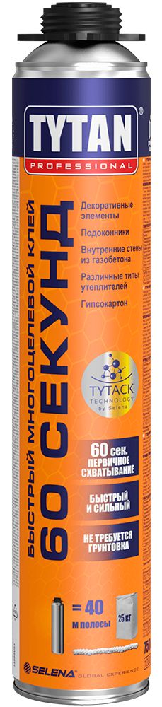 Пено-клей быстрого схватывания TYTAN Professional 60 SECONDS 26296, 750 мл - фото