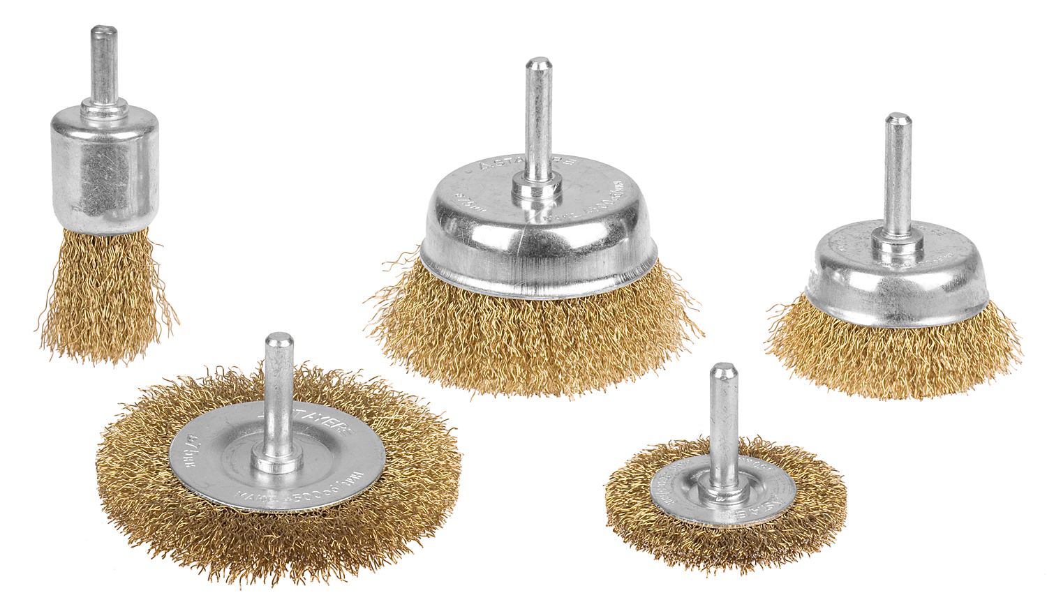 Набор щеток-крацовок витая латунированная проволока для дрели Professional Stayer 35157-H5, 5 шт - фото