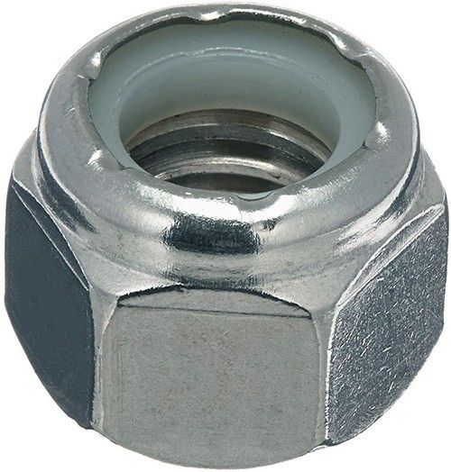 Гайка дюймовая 1"-8 UNC с нейлоновой вставкой DIN 985 (NU series, усиленная), оцинкованная сталь - фото