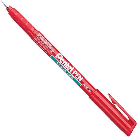 Изображение товара Супертонкий перманентный маркер 0,4 мм Pentel NMF50-B, красный