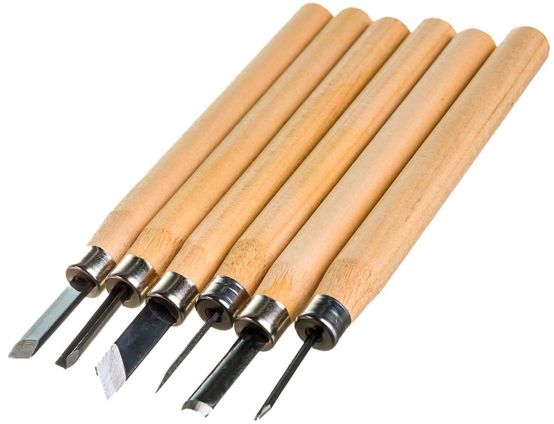 Набор резцов фигурных по дереву ЗУБР 18375-H6, сталь У8А, 6 предметов в блистере - фото