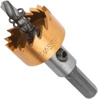 Коронка по металлу с центрирующим сверлом и пружиной 25 мм FIT 36864, HSS, титановое покрытие