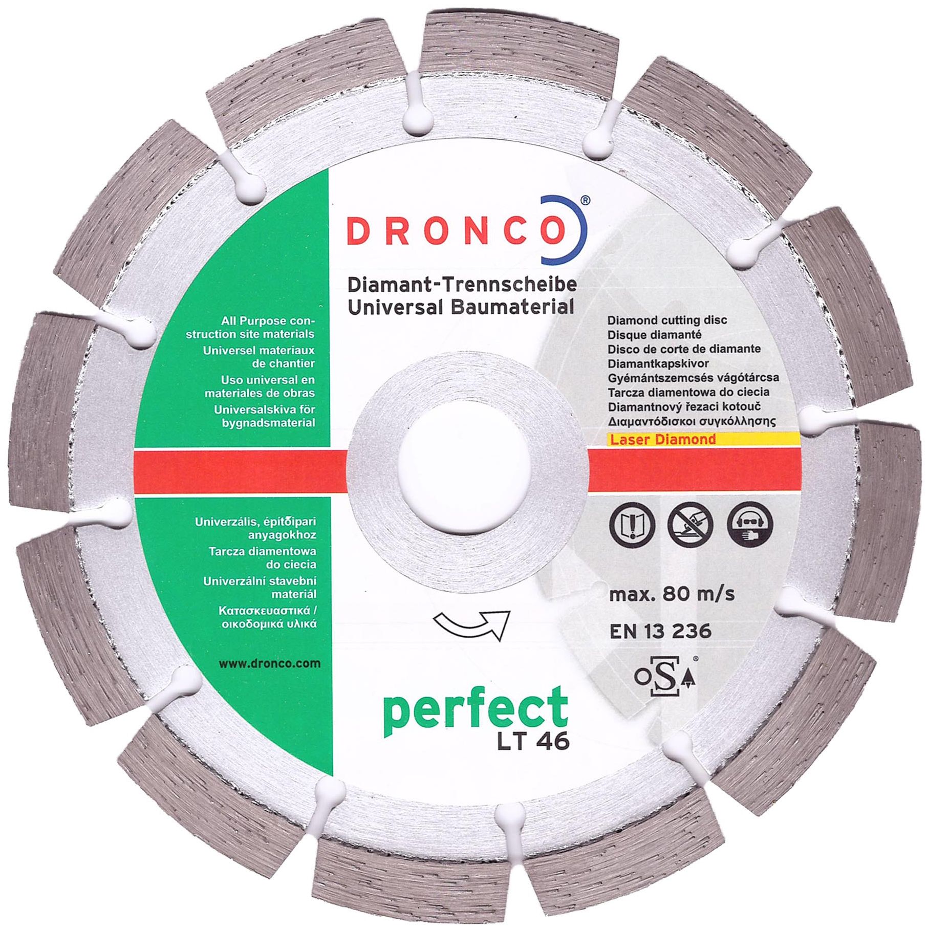 Диск алмазный универсальный 180х2,4х10х22,23 мм DRONCO Perfect LT46 4180185-100 - фото