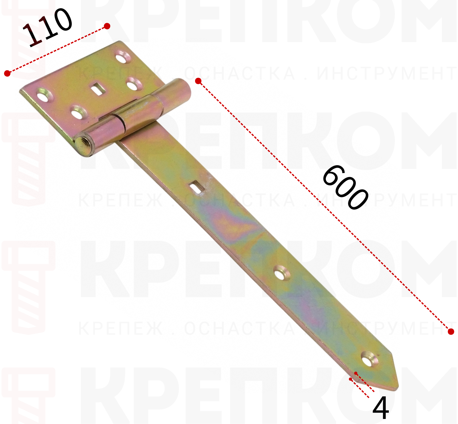 Петля для ворот, дверей и ставен 600x65x110x4 мм Domax ZBW600 (8115) - фото