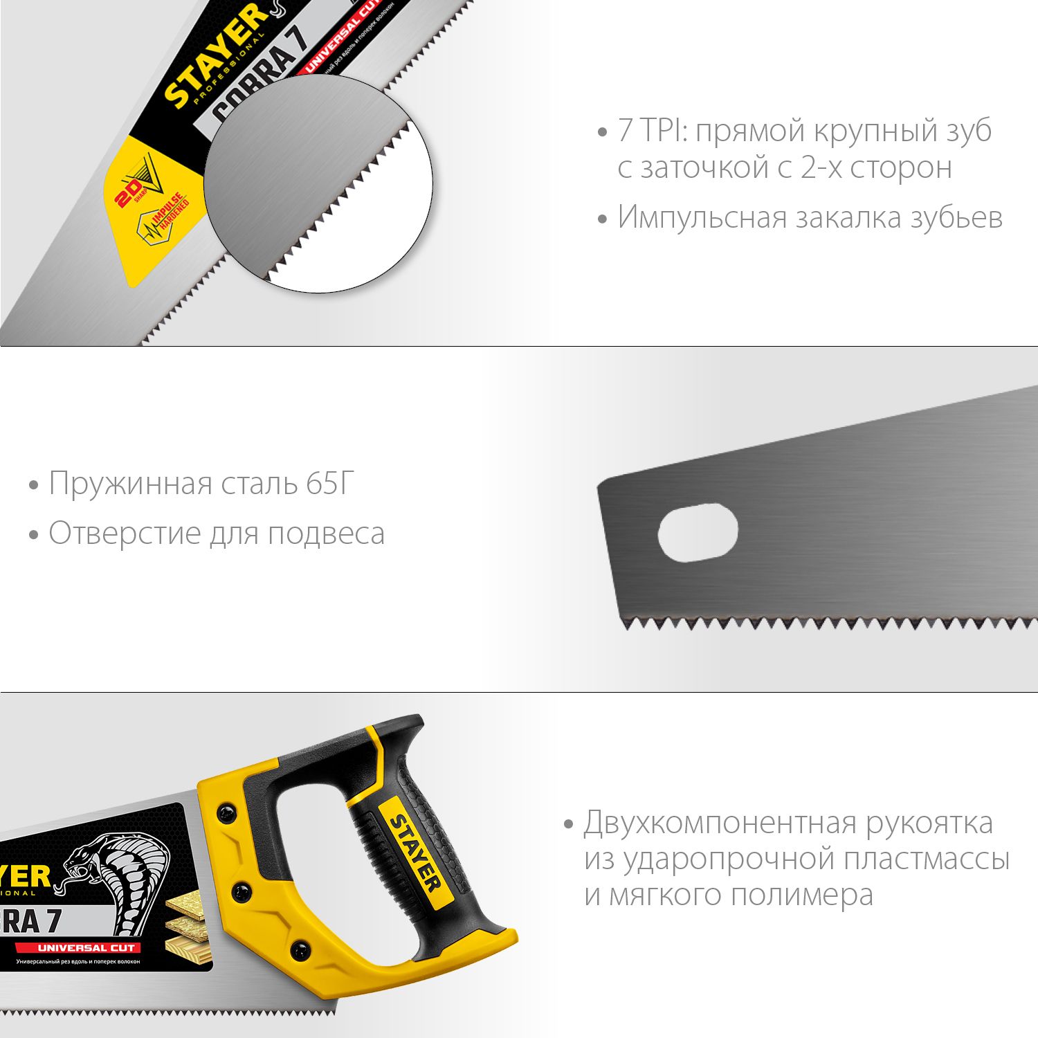 Ножовка универсальная Cobra 7 Professional Stayer - фото