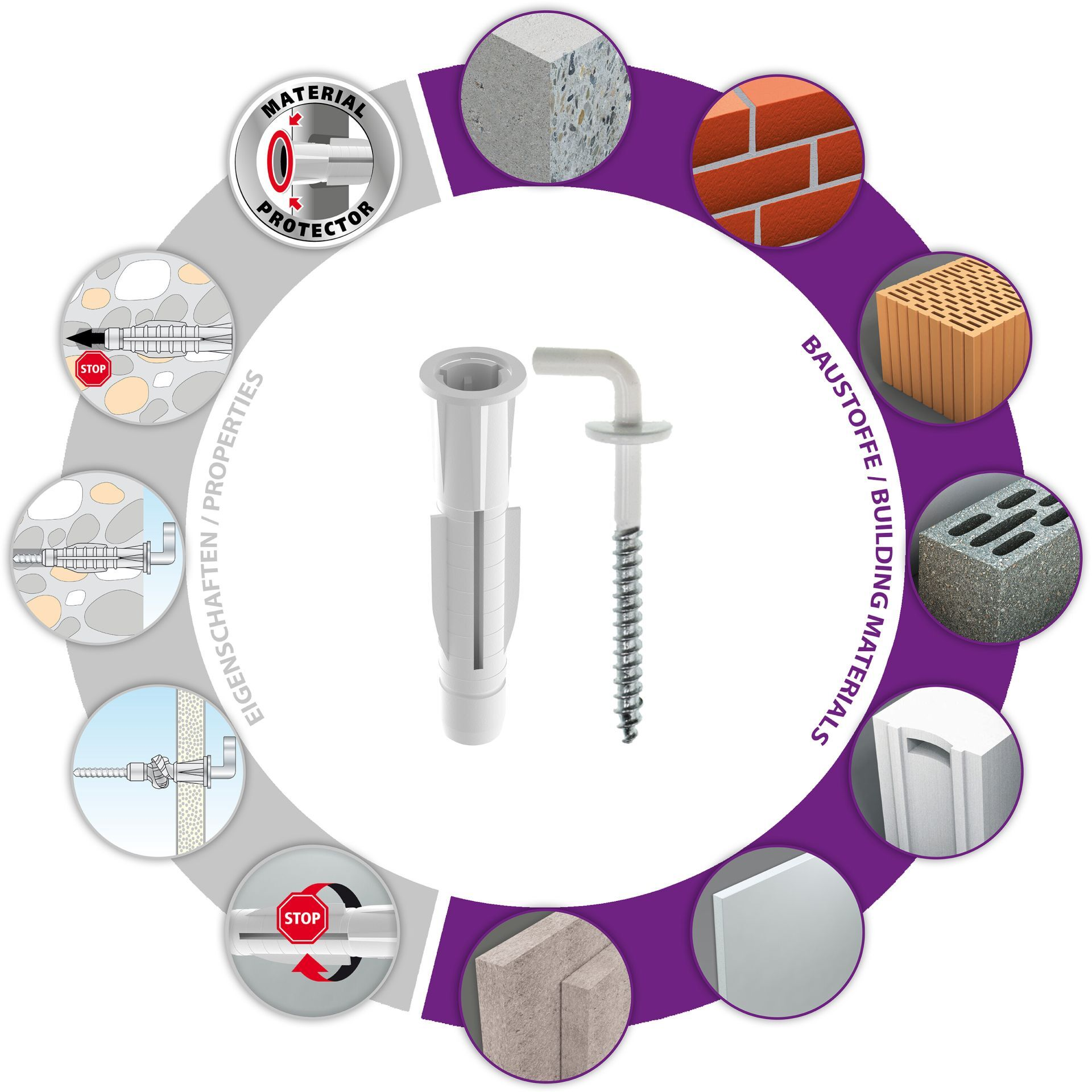 Дюбель с костылем 8х51 мм Pirat Will-L TOX 051701121, полиэтилен, 20 шт - фото