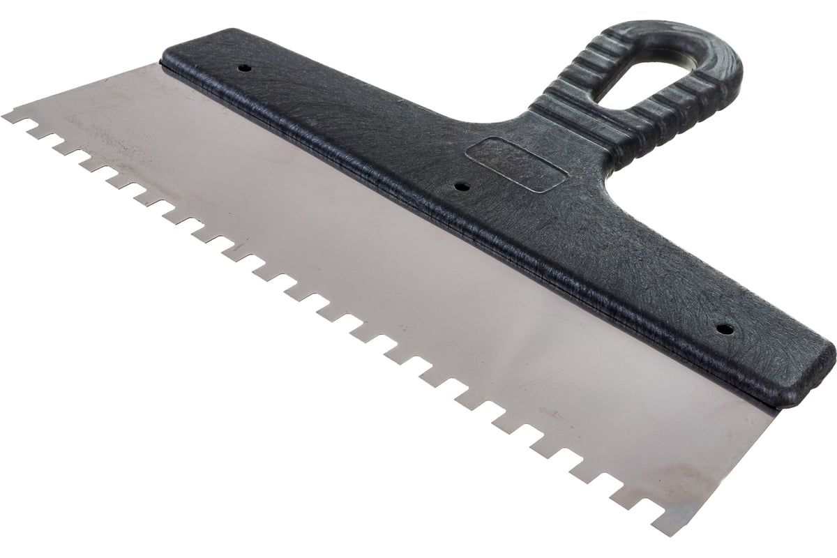 Шпатель 250 мм зуб 6х6 мм c пластиковой ручкой Сибртех 85465 - фото