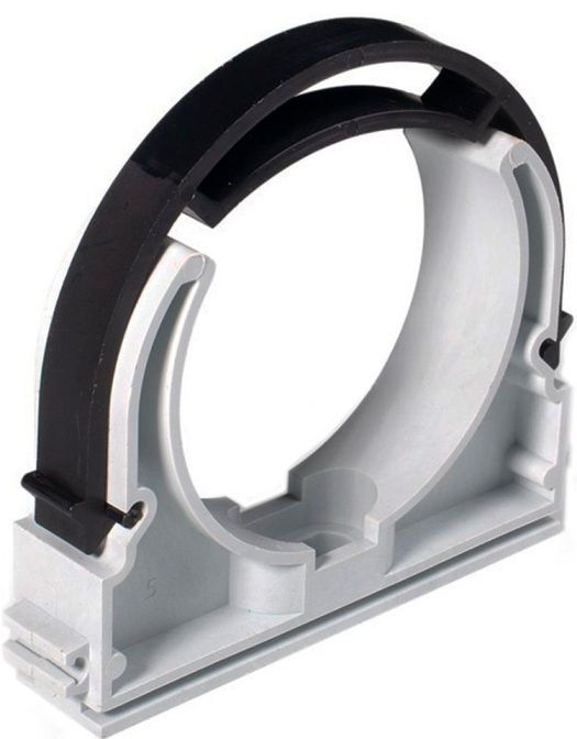 Клипса для труб 50 мм с фиксатором Росдюбель 17-0225, пластик - фото