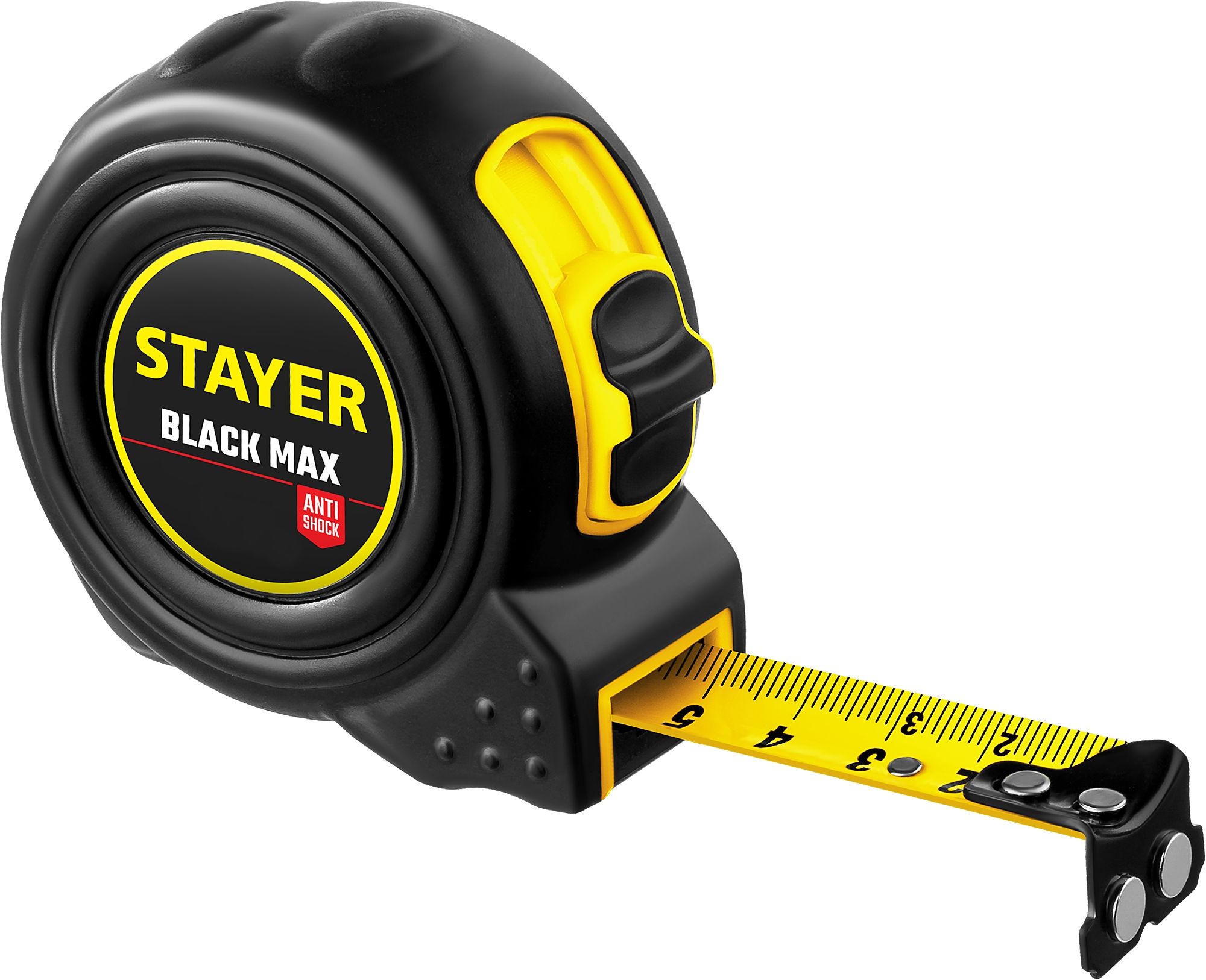 Рулетка измерительная ударостойкая Stayer Black Max, 2 фиксатора - фото