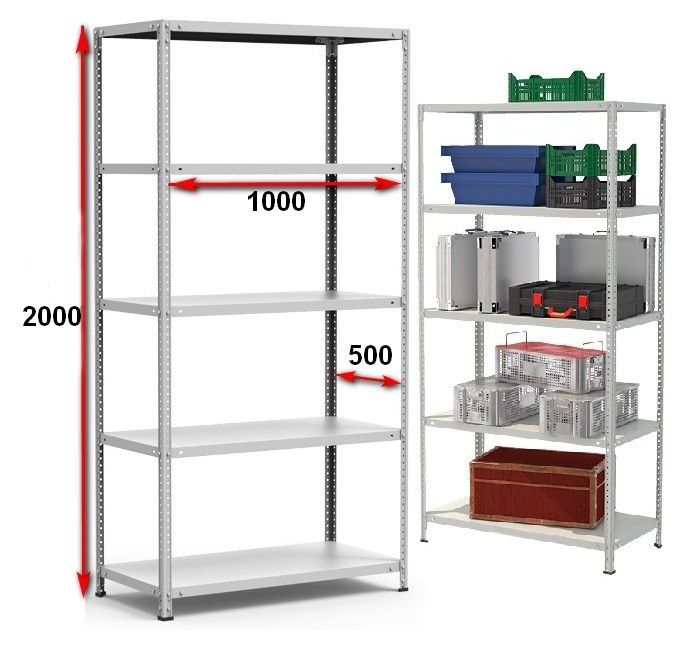 Стеллаж металлический до 145 кг, 5 полок Металл-завод СТФ 1055-2,0 2000х1000х500 мм - фото