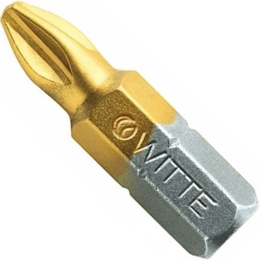 Изображение товара Бита крестовая PZ2 длина 25 мм 1/4’’ Witte с покрытием Tin для профессиональных работ