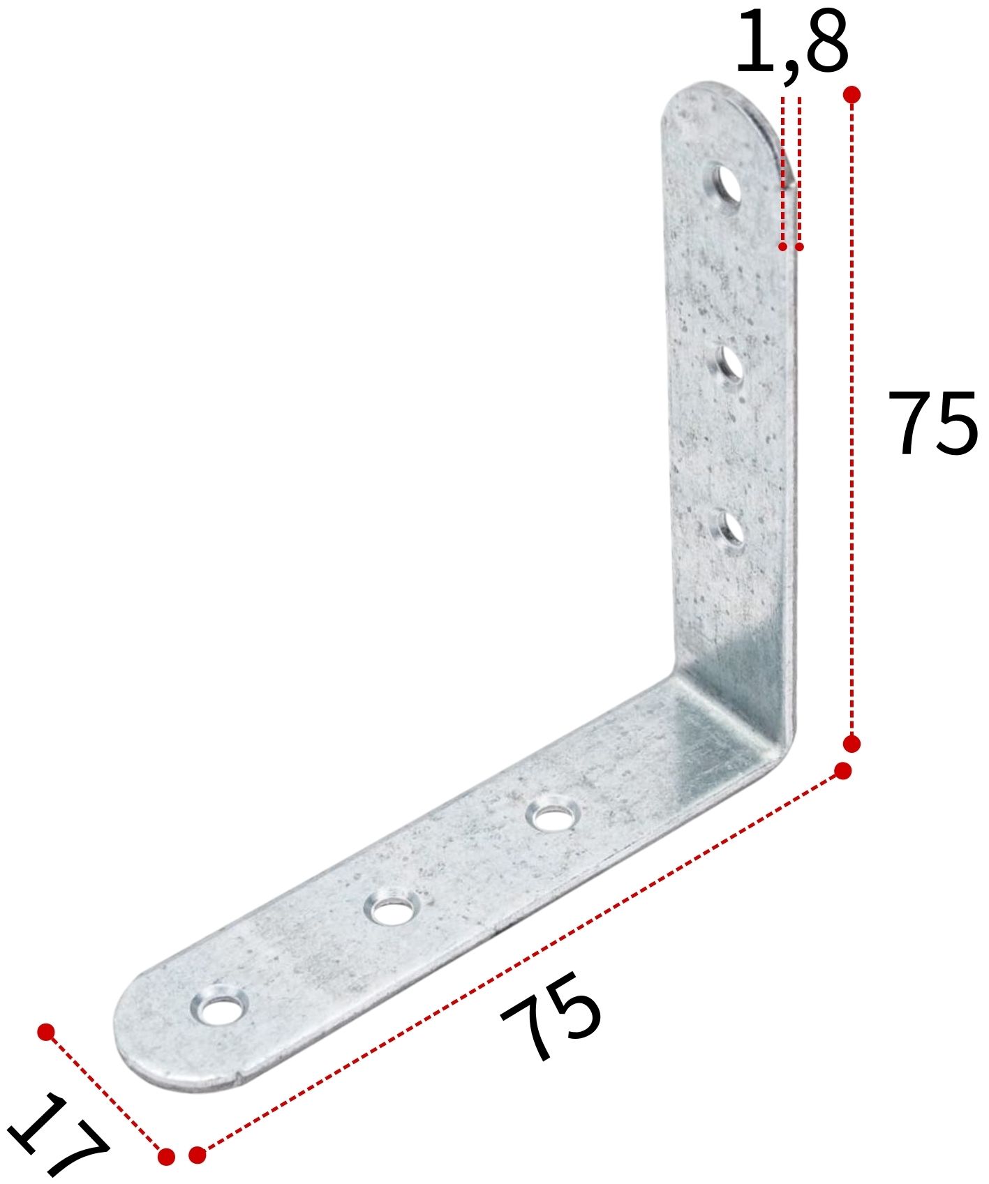 Изображение товара Уголок бытовой 75х75х17х1,8 мм UBKR, оцинкованная сталь Изображение товара Уголок бытовой 75х75х17х1,8 мм UBKR, оцинкованная сталь