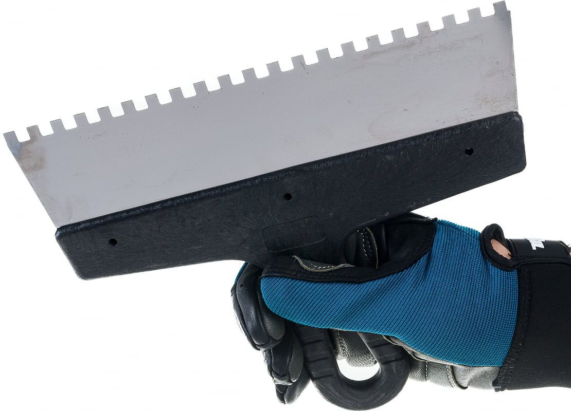 Шпатель 250 мм зуб 6х6 мм c пластиковой ручкой Сибртех 85465 - фото