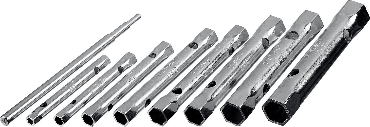 Набор ключей трубчатых 6-22 мм ЗУБР 27162-H9, 9 предметов - фото