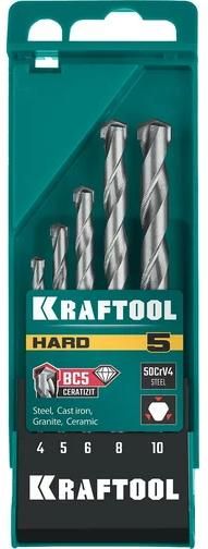 Набор сверл по твёрдым материалам 4-5-6-8-10 мм Hard Kraftool 29177-H5, 5 шт - фото