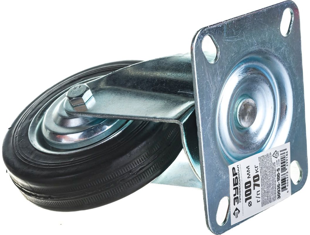 Колесо поворотное с игольчатым подшипником резина/металл ЗУБР - фото