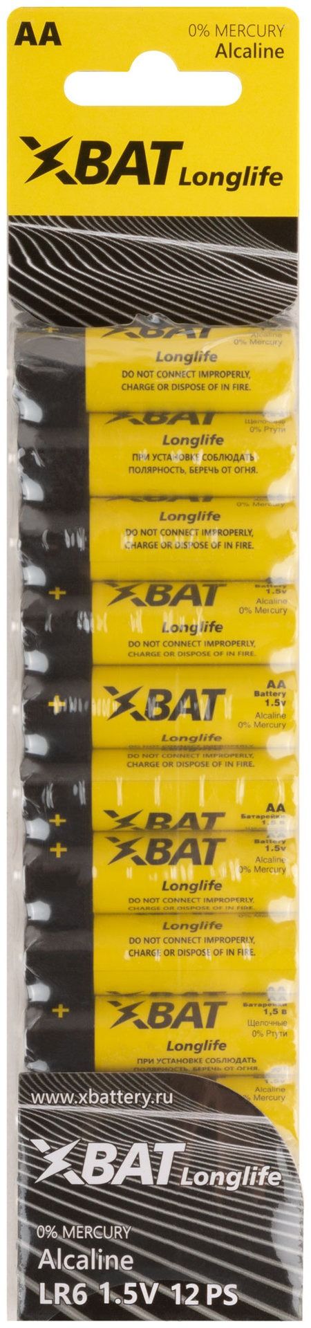 Батарейка щелочная 1.5В тип AА Хват, FIT LR6-12B, 12 шт - фото