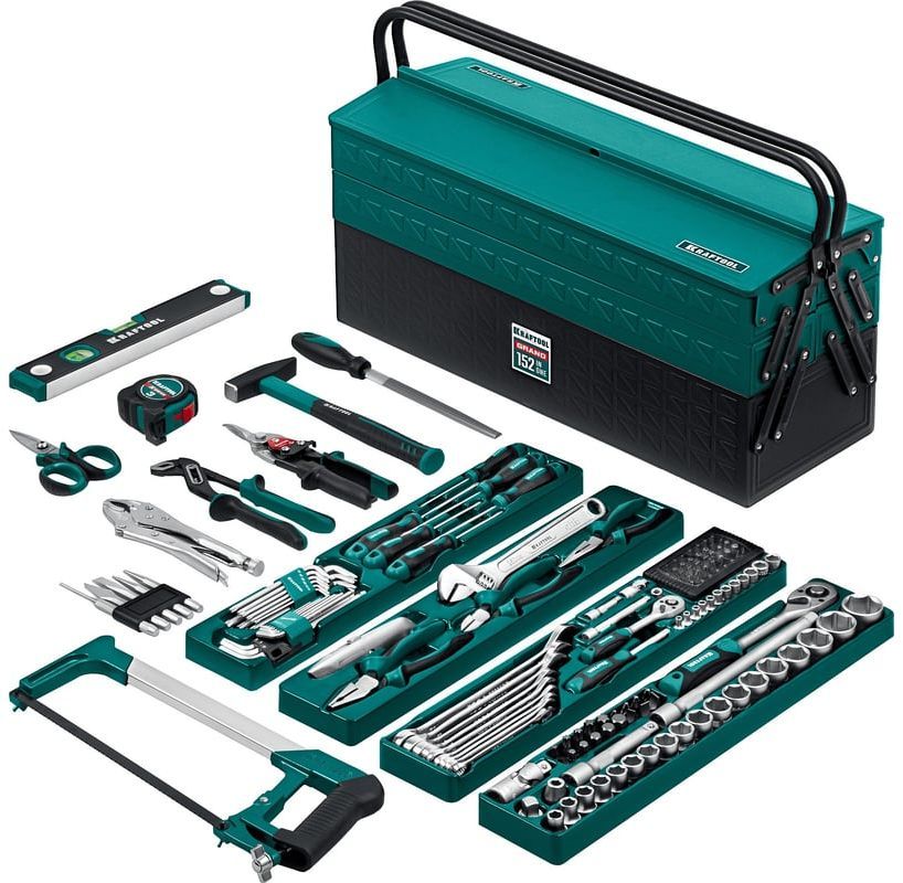 Набор инструмента универсальный 1/2"+1/4" Kraftool Grand-152 27978-H152, 152 предмета - фото