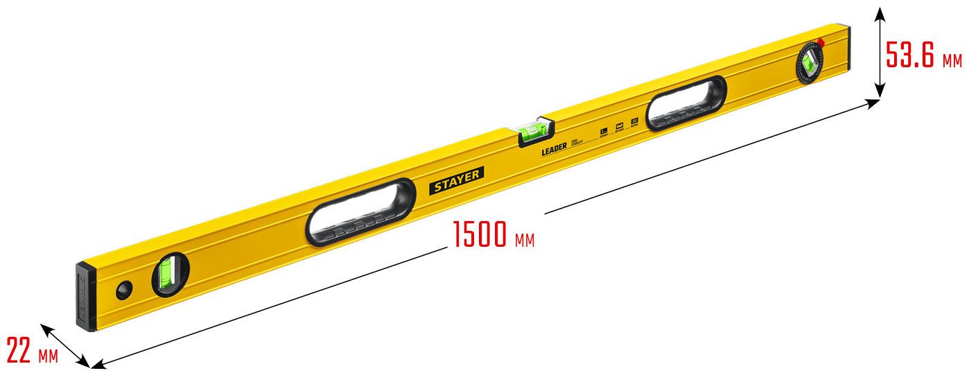 Уровень строительный усиленный 1500 мм Stayer Leader Master 3466-150 - фото