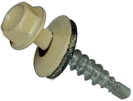 Саморез кровельный со сверлом 4,8х80 RAL 1014 слоновая кость - фото