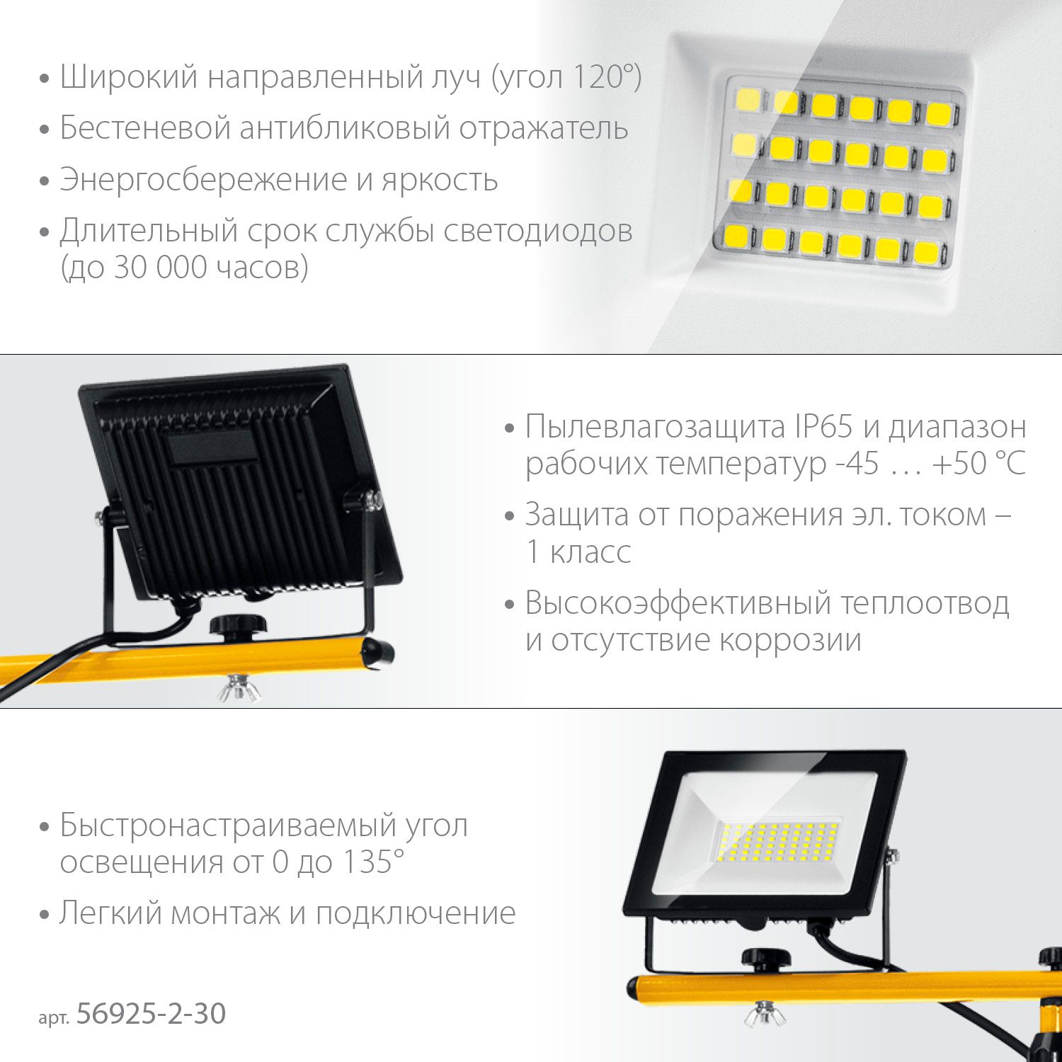 Прожекторы светодиодные 2х30 Вт на штативе Led-Max Stayer 56925-2-30 - фото