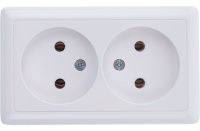 Розетка белая 2-м. ОП 16А IP20 250В без заземления Хит Systeme Electric RA16-237-B