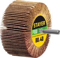 Круг шлифовальный лепестковый 80х40 мм Р100 на шпильке Stayer 36609-100