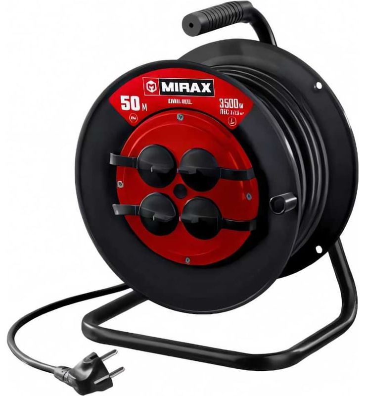 Удлинитель силовой на катушке 50 м ПВС 3500 Вт Mirax 55051-50 - фото