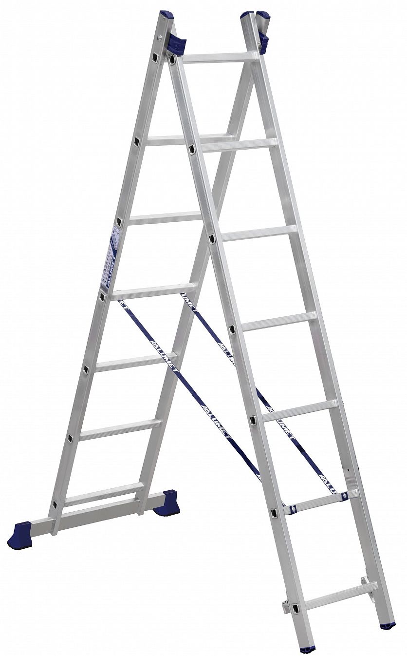 Изображение товара Двухсекционная алюминиевая лестница Алюмет H2 5207 2х7 ступеней для дома и работы