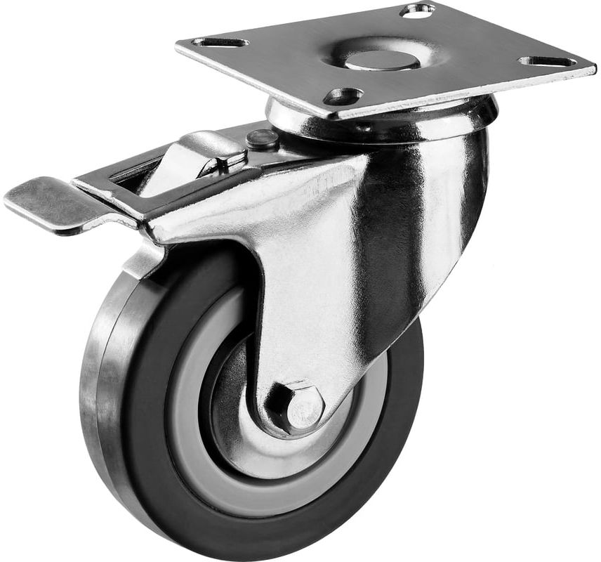 Колесо поворотное c тормозом диаметр 100 мм резина/полипропилен ЗУБР 30956-100-B - фото