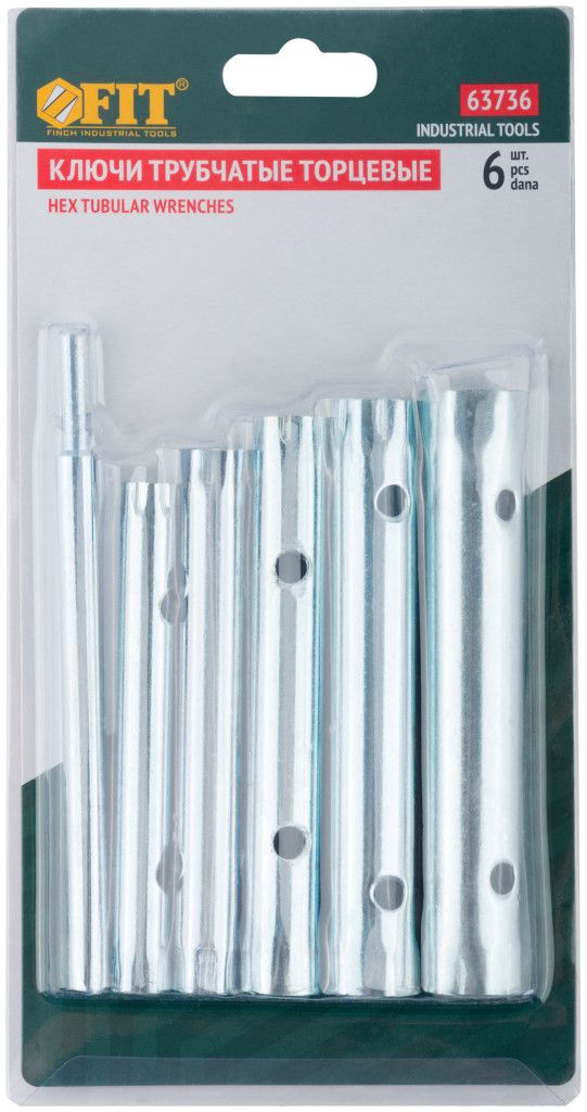 Набор ключей трубчатых 8-17 мм FIT 63736, 6 предметов - фото