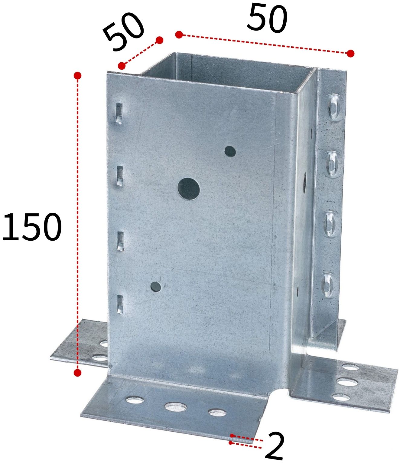Опора столба ''Стакан'' ПТ 50х50х150, горячий цинк - фото