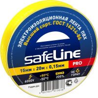 Изолента 15 мм 20 м Safeline 9361, жёлтая